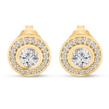 Gold Plating 925 pendientes de perlas de plata de ley con CZ